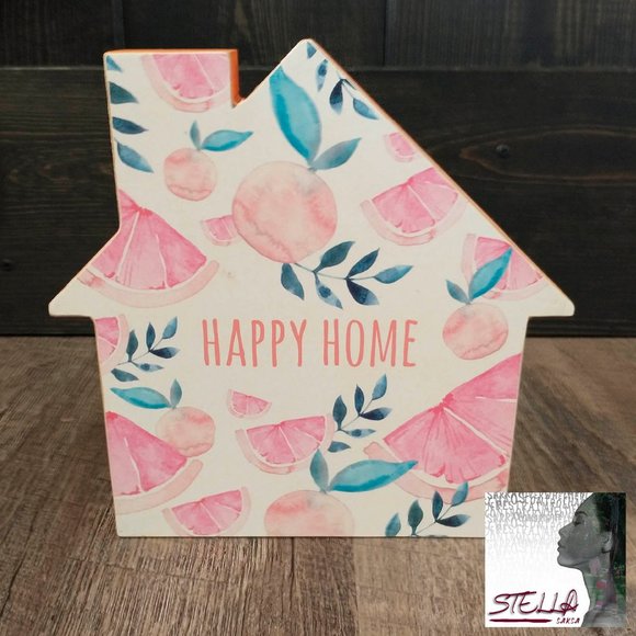 🍊 Three Girls & A Wish Happy Home Block Sign - Picture 1 of 2